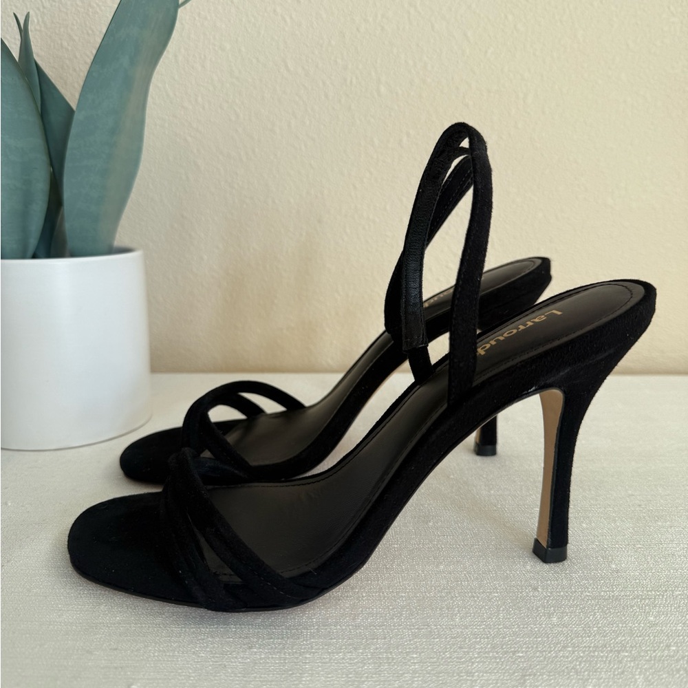 Larroude Black Suede Strap Elegant Heels - Picture 3 of 11